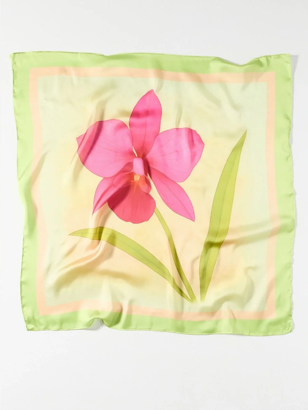 Anthropologie Silky Scarves Bag Head Hair Scarf New Set of 2 Green Pink Floral